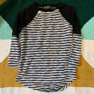 Black and White Textured and Mesh Loft Sweater